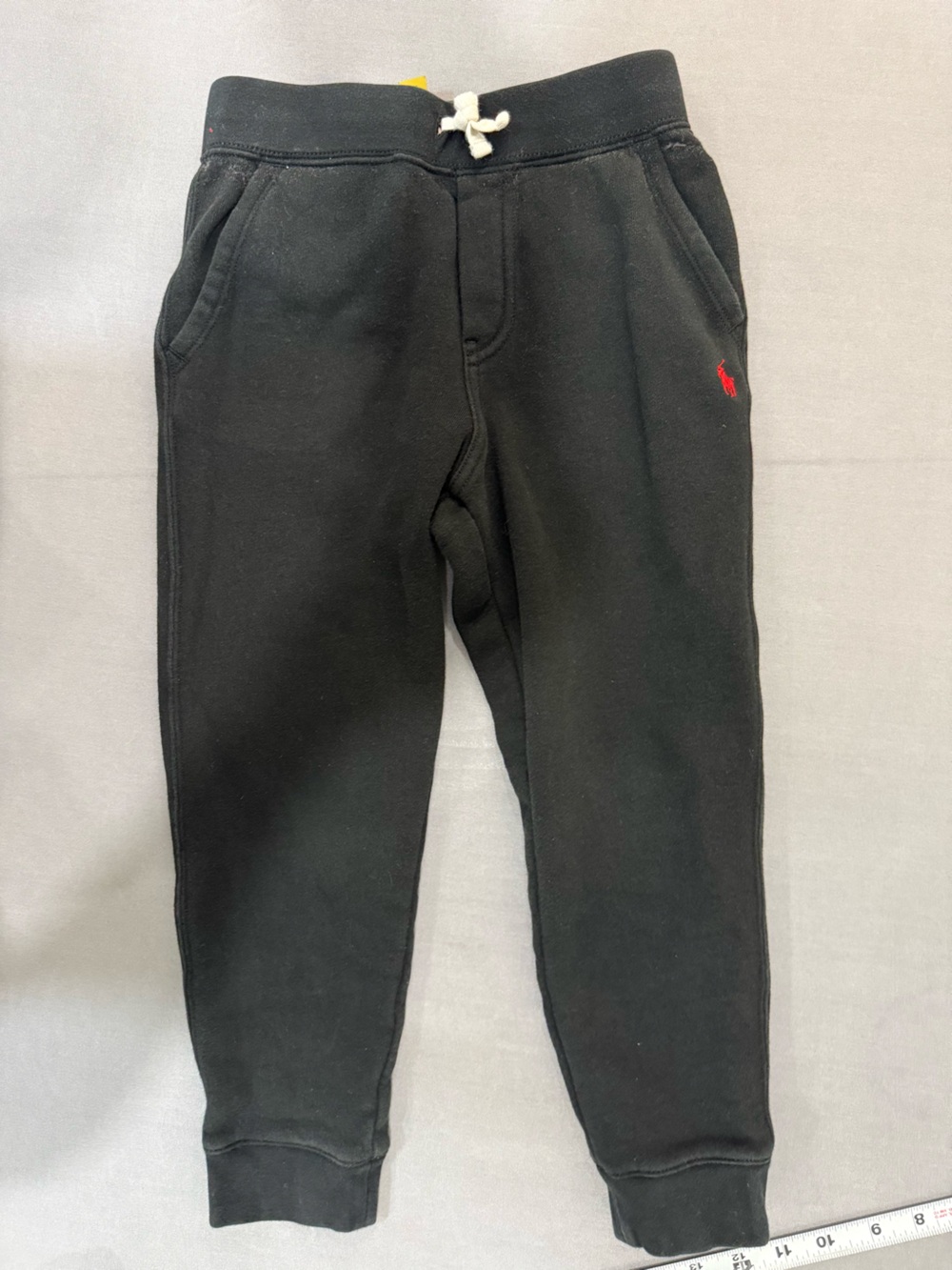 Polo Ralph Lauren Boys Black Fleece Jogger Pants Size 7 Drawstring Elastic #049